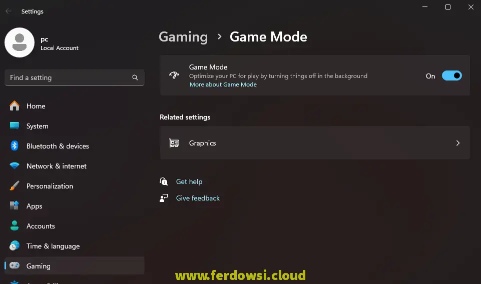 روشن کردن game mode برای اجرای بازی‌های سنگین