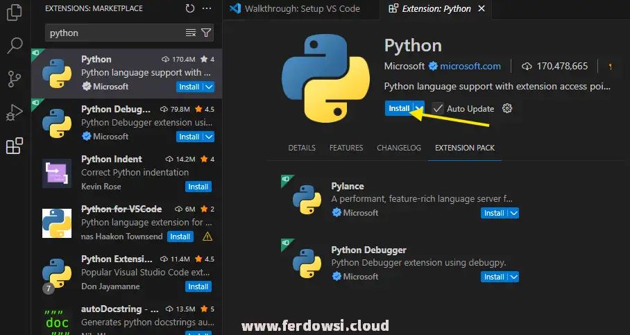 نحوه نصب بهترین افزونه های vscode برای پایتون-نصب افزونه