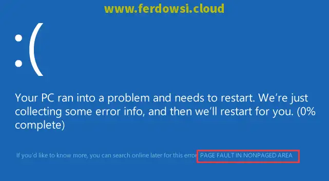 خطای PAGE_FAULT_IN_NONPAGED_AREA در صفحه آبی ویندوز