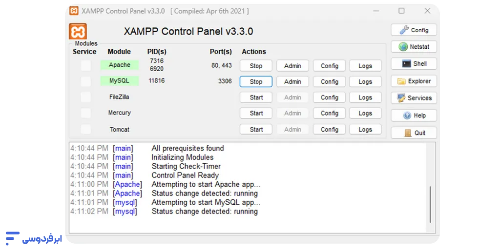 لوکال هاست (Localhost) چیست؟ راهنمای ساخت رایگان Localhost فعال کردن apache و mysql