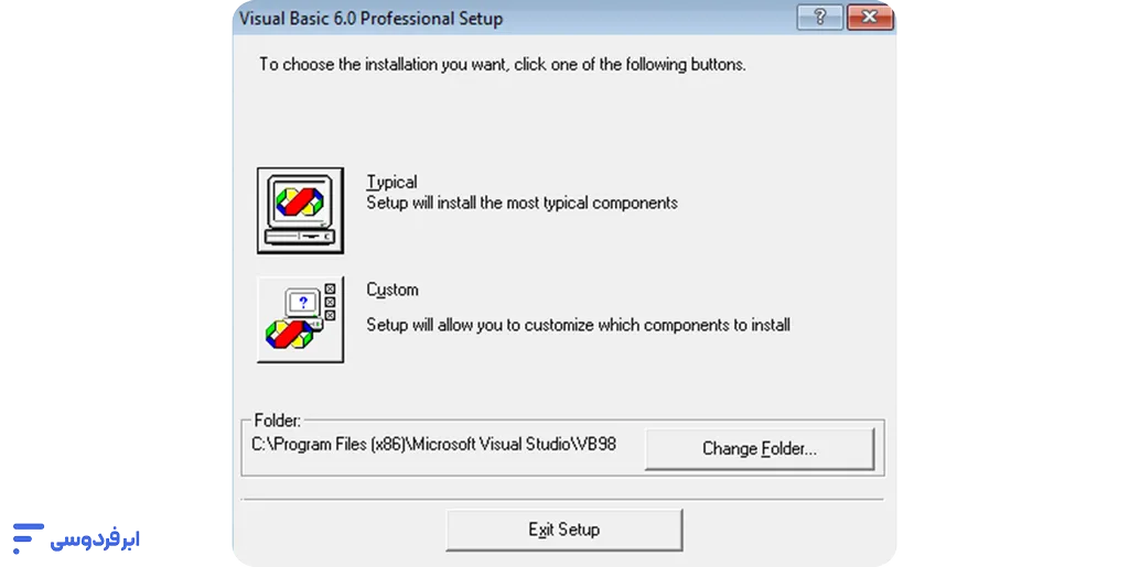 نصب ویژوال بیسیک (Visual Basic)؛ راهنمای نسخه ۶ و داتنت انتخاب گزینه Custom Setup
