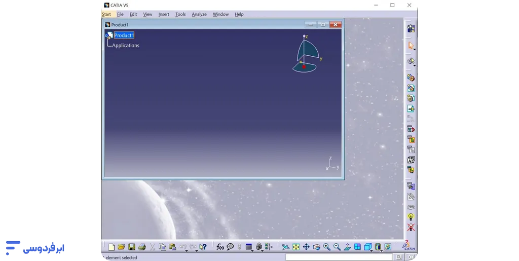 نصب کتیا | آموزش گامبهگام در ویندوز ۱۰، ۱۱ و ۷ نمایی از محیط نرم افزار کتیا ورژن ۵