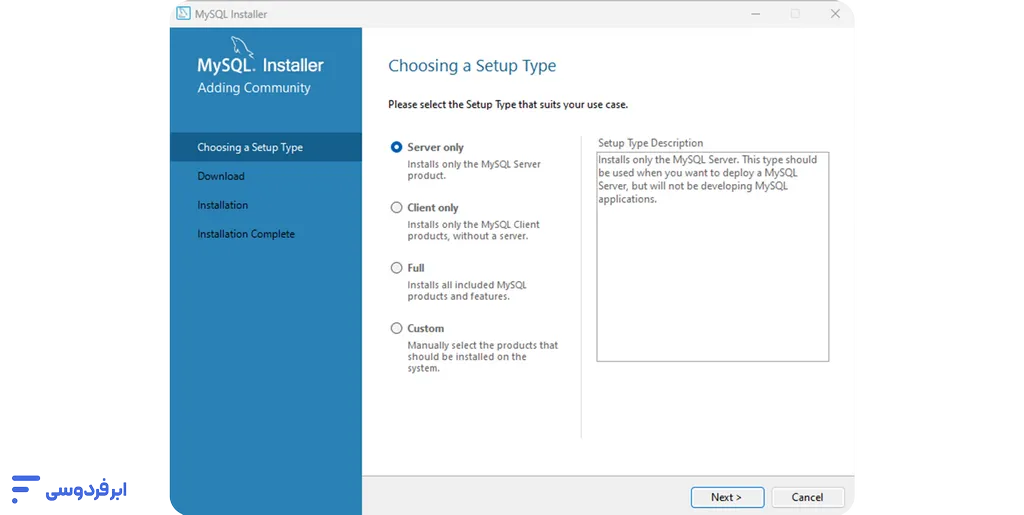 نصب mysql؛ راهنمای جامع راهاندازی در ویندوز، لینوکس و مک انتخاب نوع نصب mysql