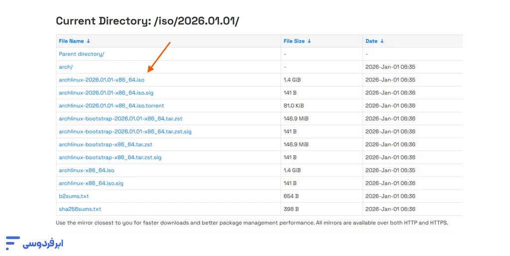 نصب آرچ لینوکس + دانلود؛ راهنمای قدمبهقدم و تصویری (UEFI) دانلود فایل ISO آرچ لینوکس