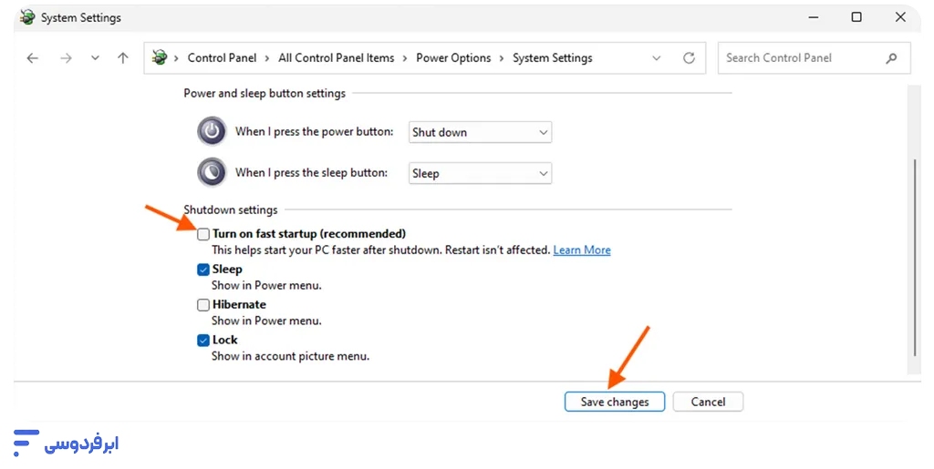 نصب لینوکس در کنار ویندوز (آموزش گامبهگام Dual Boot) خاموش کردن fast startup